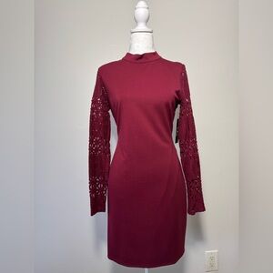 Lulu’s Long Sleeve Bodycon Mini Dress in Burgundy (L)